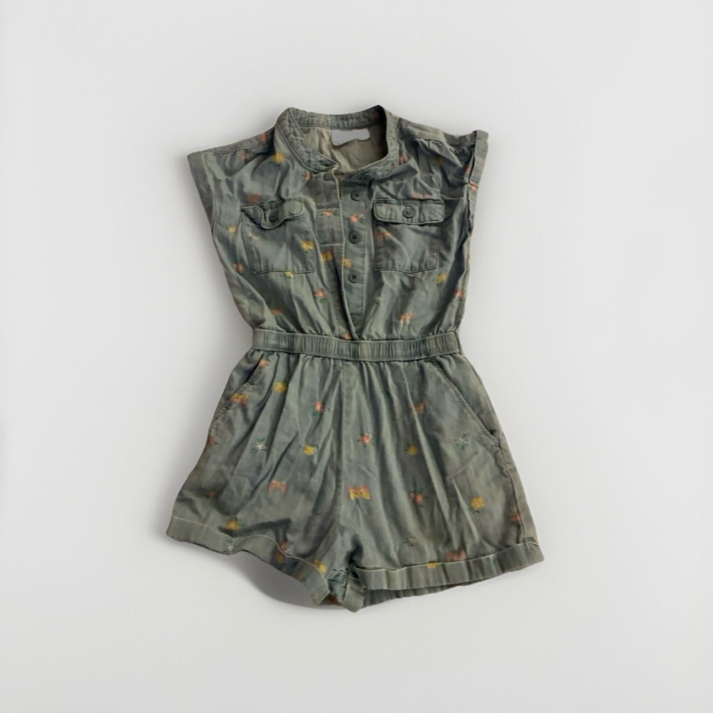 Falls Creek Girl’s Floral Blue Denim Romper